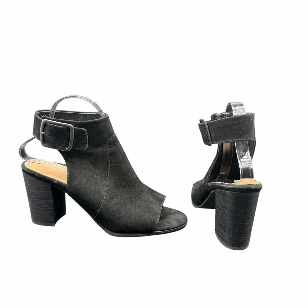 Vionic Blake Black Suede Block Heel Sandals Ankle Strap US 10 EU 42
